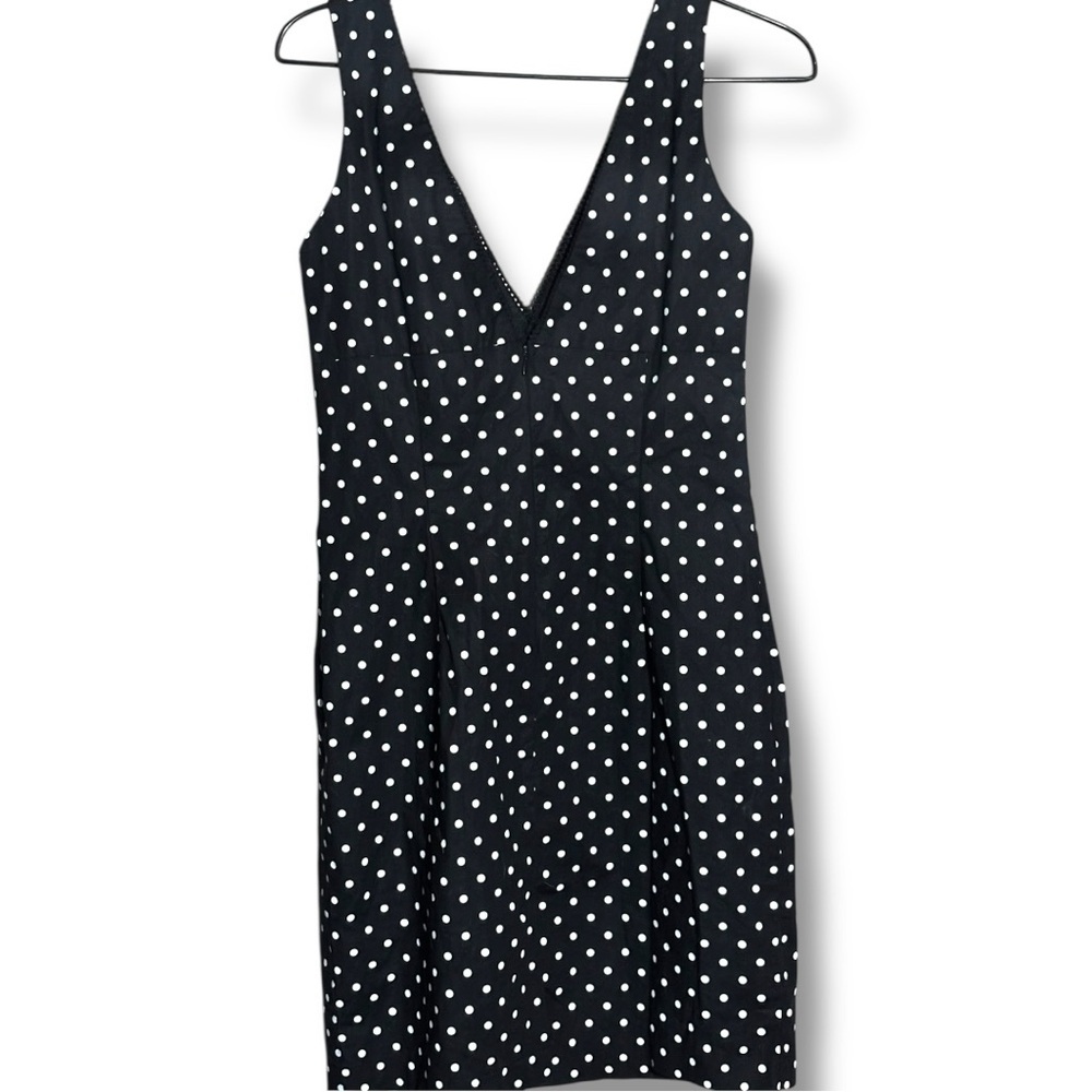 Forever 21 Black and White Polka Dot V-Neck Mini Fitted Sleeve/Backless Dress - Picture 14 of 15